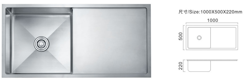 シングルボウル81cm キッチンシンク オーダーメイド 商業用ステンレスシンクプレートタイプ